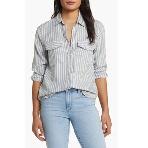 Beach Lunch Lounge Finley Lyocell Striped Button Up